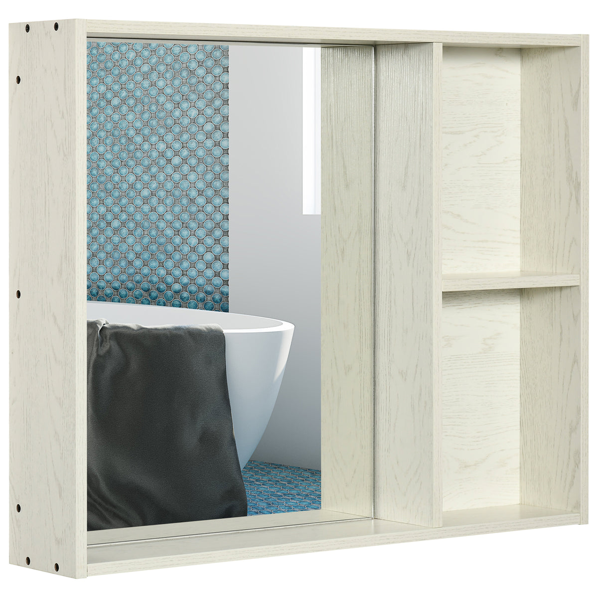 Front view of the mirrored medicine cabinet