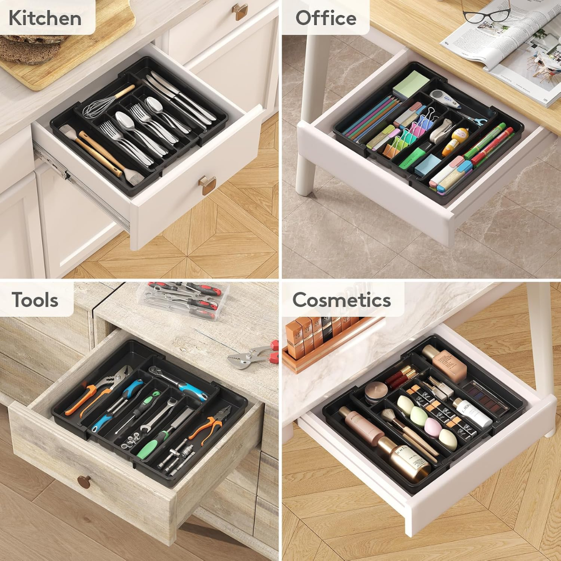 Expandable silverware drawer organizer