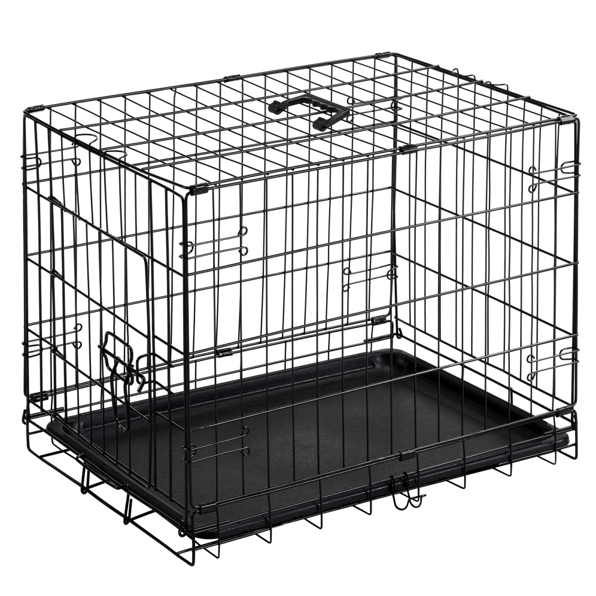 24-30 Inch Single Door Dog Cage - Foldable Wire Crate with Handle for Small to Medium Dogs