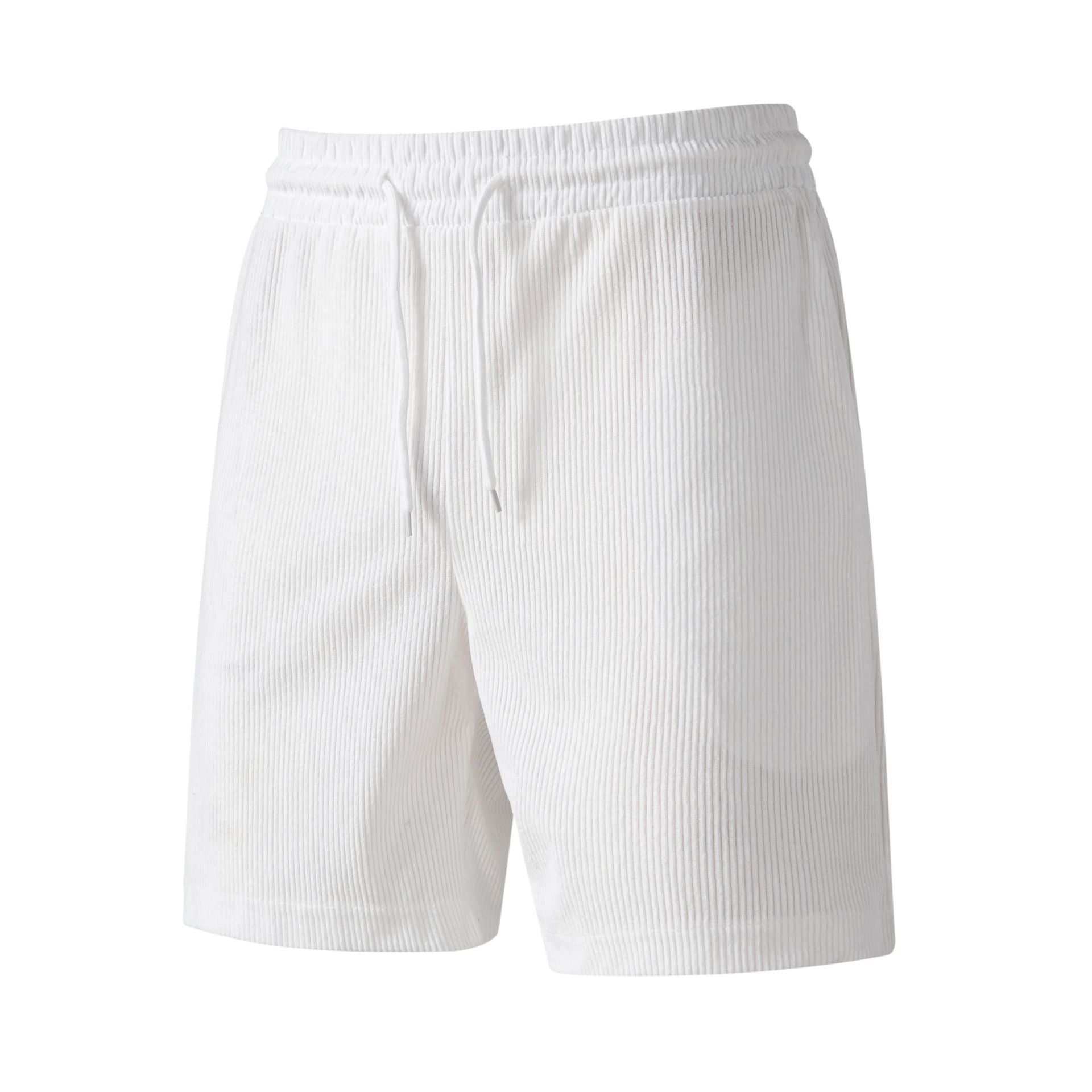White corduroy drawstring shorts
