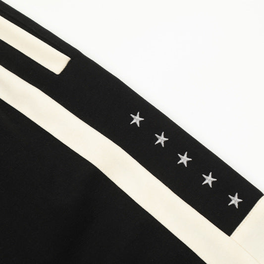 Contrast Stripe Hip-Hop Shorts – Colour-Block, Star Detail