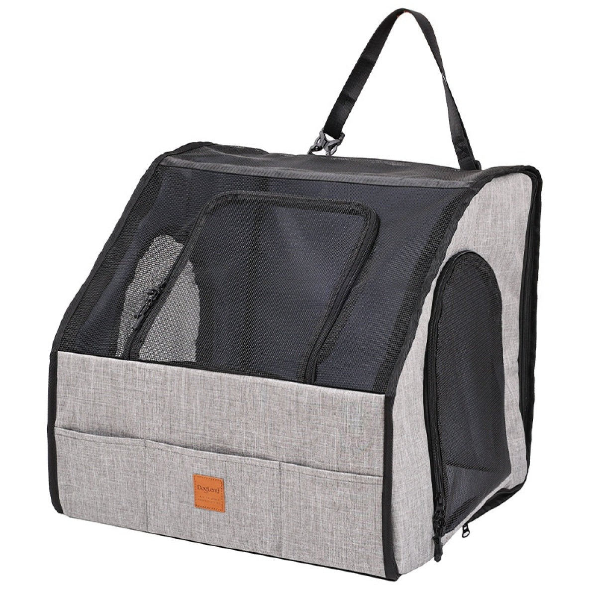 Foldable Waterproof Pet Car Carrier Seat with Seatbelt Harness, Gray