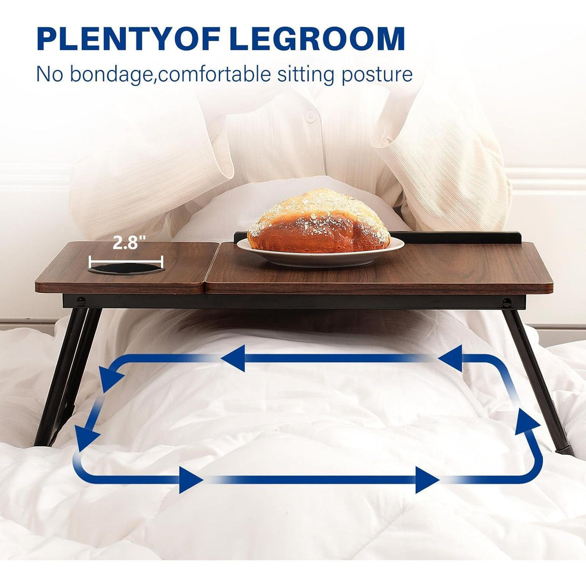 Legroom under the lap desk
