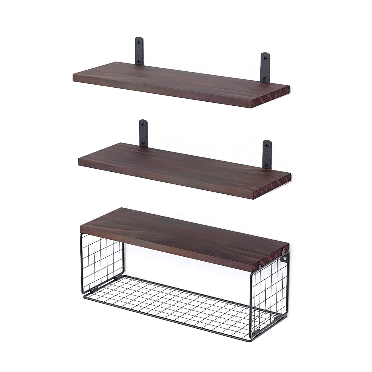 Floating shelves with basket