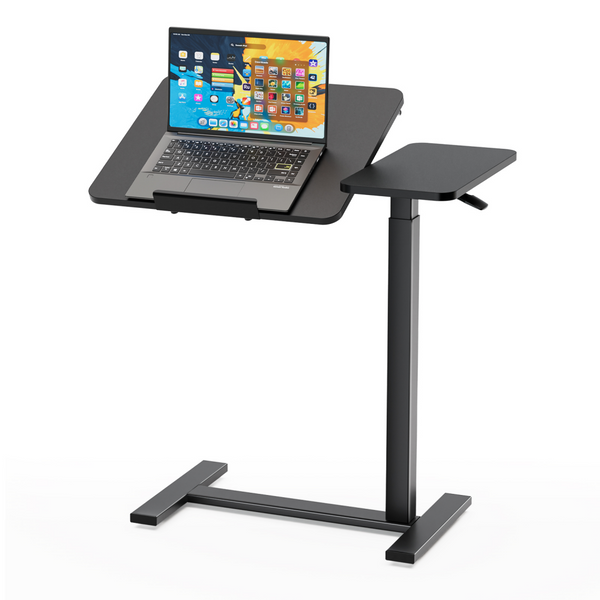 Black rolling overbed laptop table
