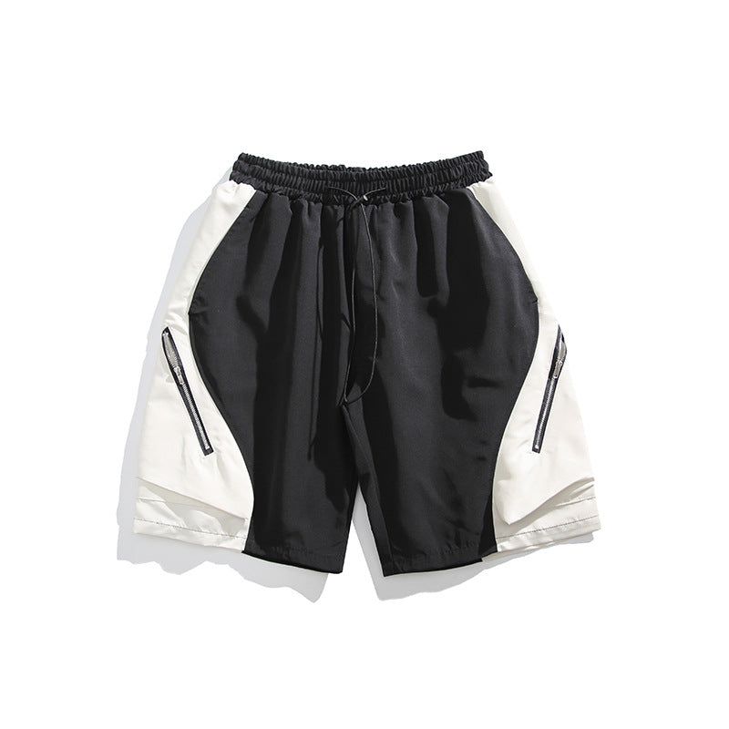 Colour-block stitched shorts front view