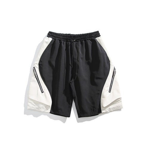 Colour-block stitched shorts front view