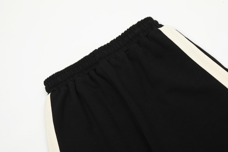 Contrast Stripe Hip-Hop Shorts – Colour-Block, Star Detail