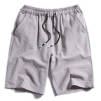 Khaki cotton pinstripe shorts