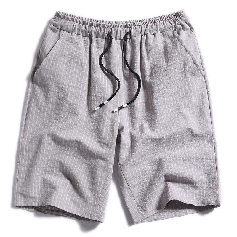 Khaki cotton pinstripe shorts