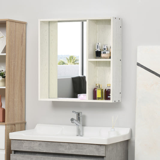 Wall-mounted bathroom medicine cabinet with mirror above a sink