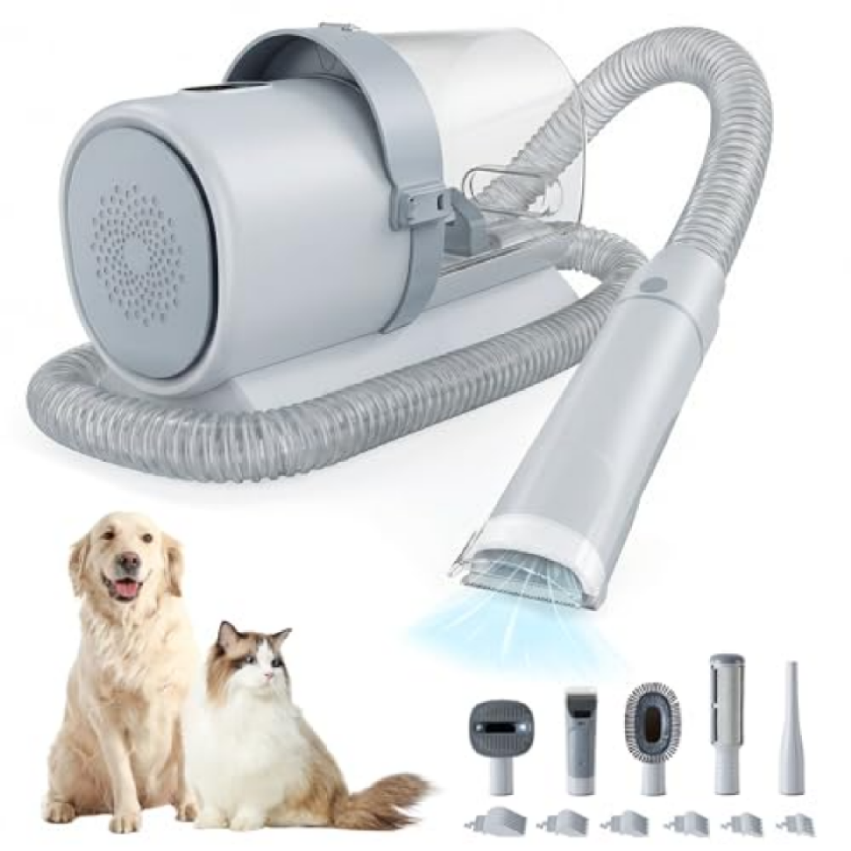 Cordless Pet Grooming Vacuum Kit with 2.5L Dust Cup, 5 Tools, Low Noise