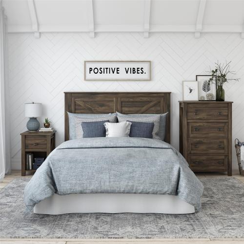 Rustic brown nightstand with drawer