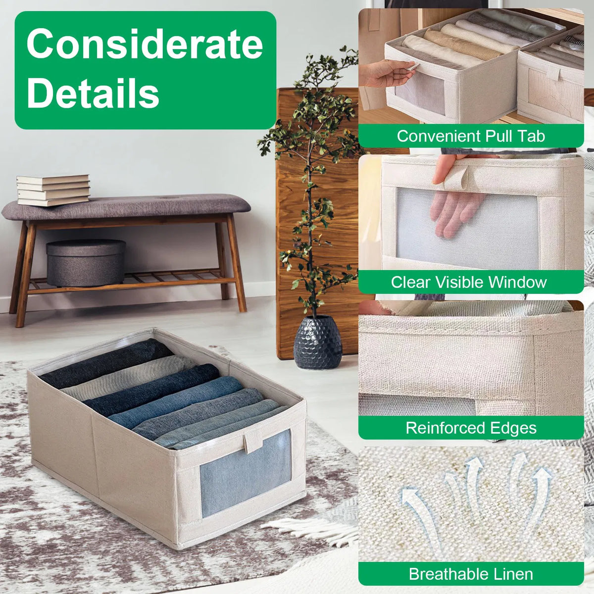 4-piece foldable closet bins