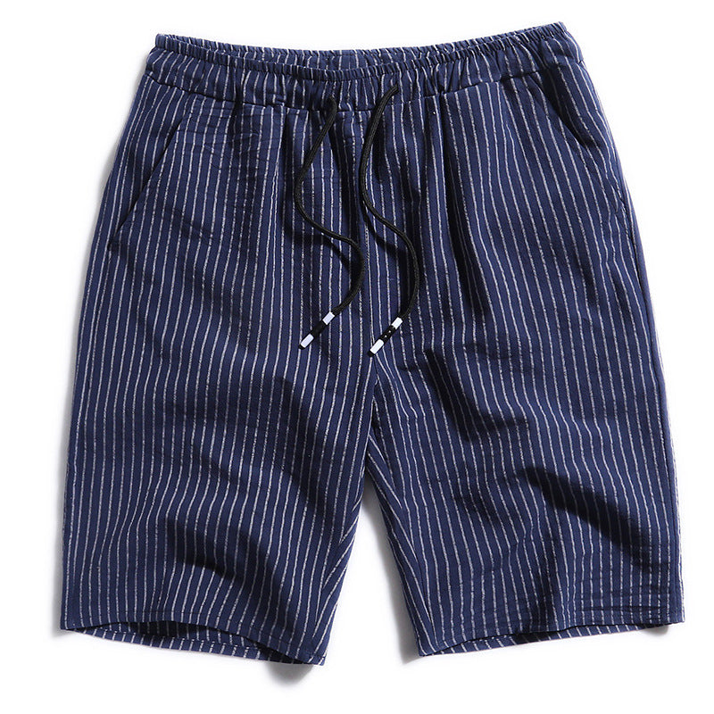 Navy blue cotton pinstripe shorts