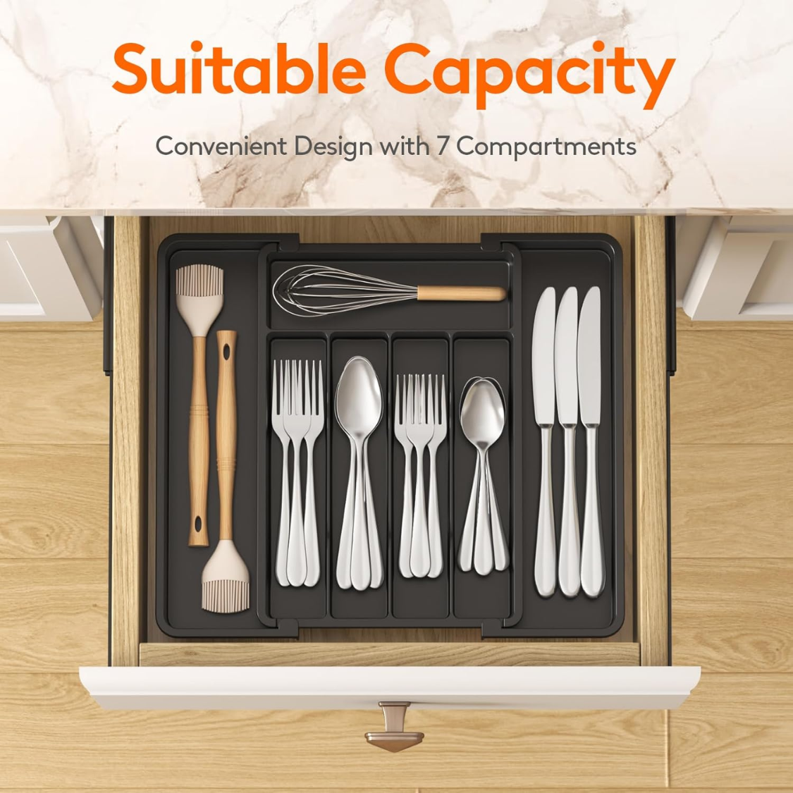Expandable silverware drawer organizer