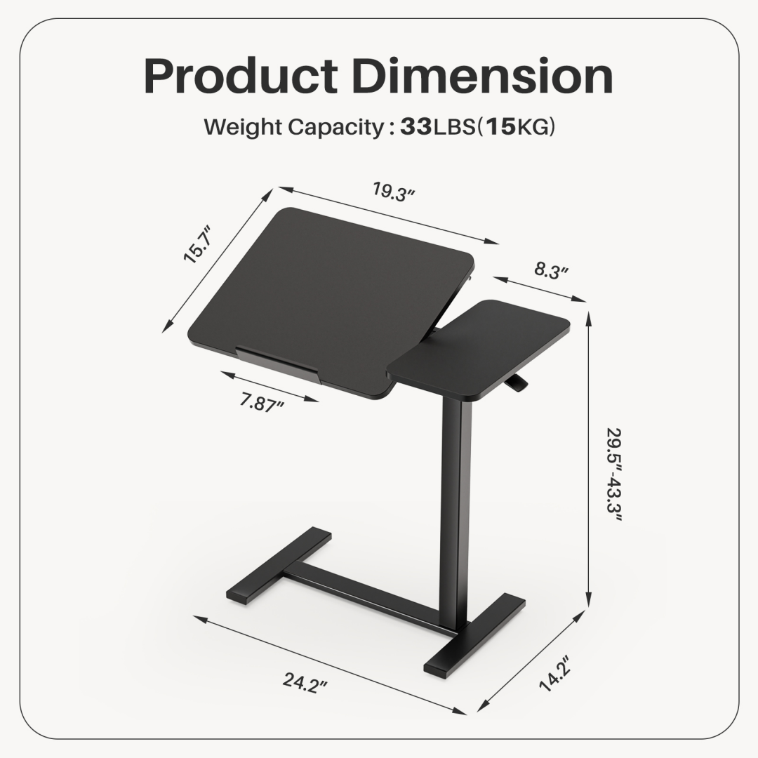 Overbed table dimensions