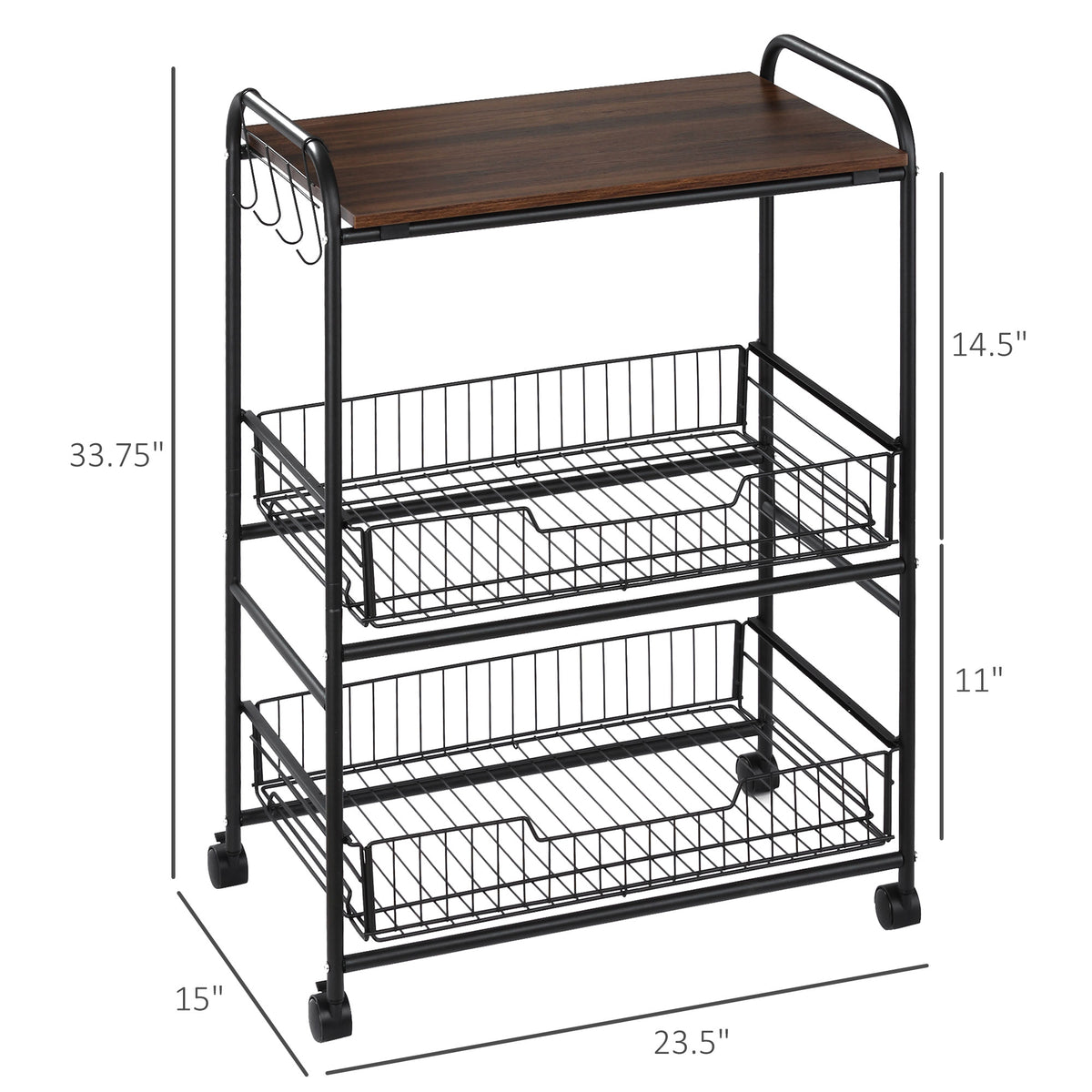 Kitchen cart dimensions, 23.5 x 15 x 33.75 in