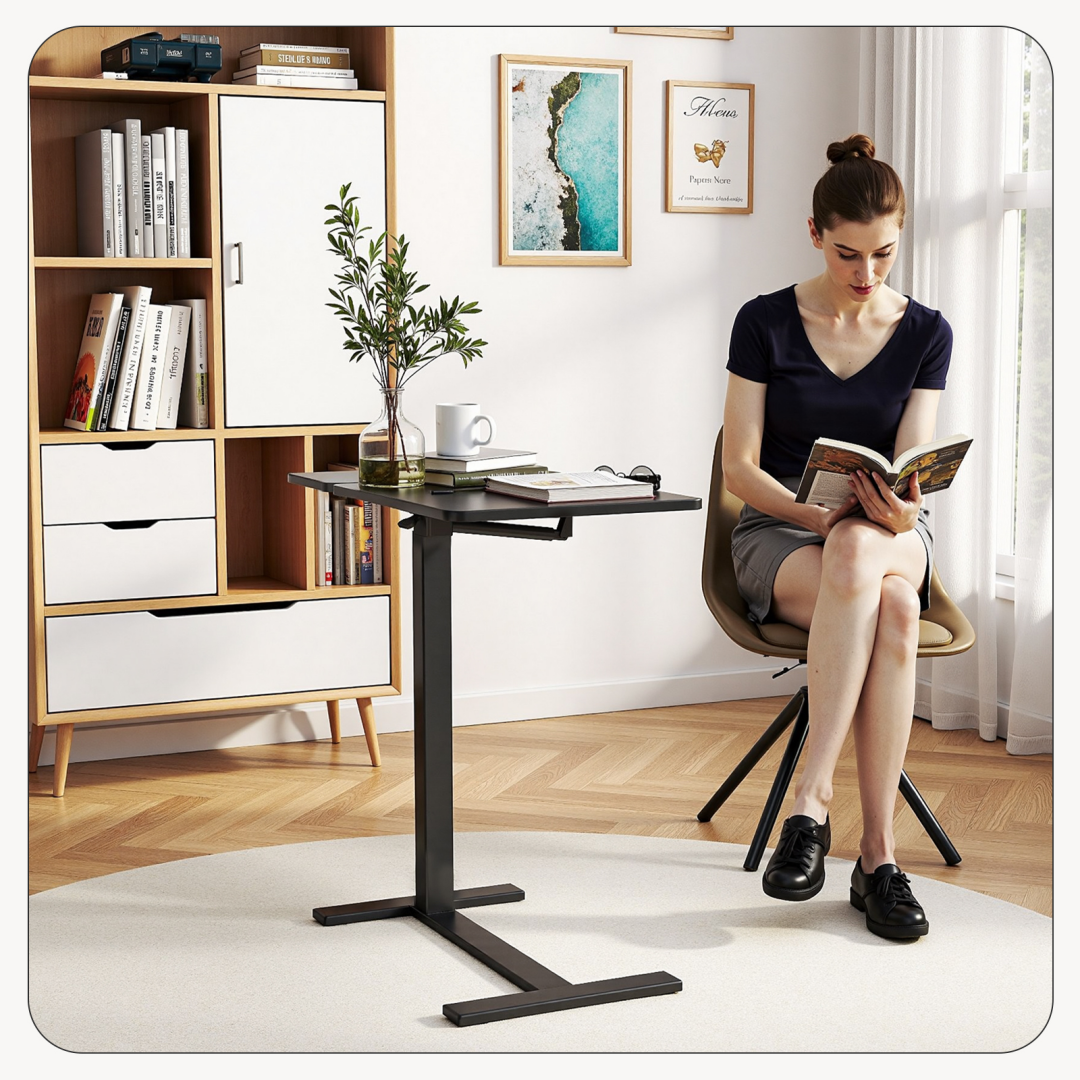 Rolling table used from a chair