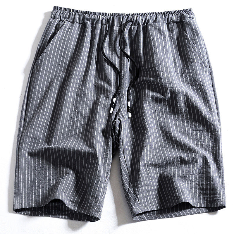 Grey cotton pinstripe shorts