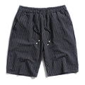 Black cotton pinstripe shorts