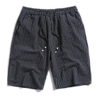 Black cotton pinstripe shorts