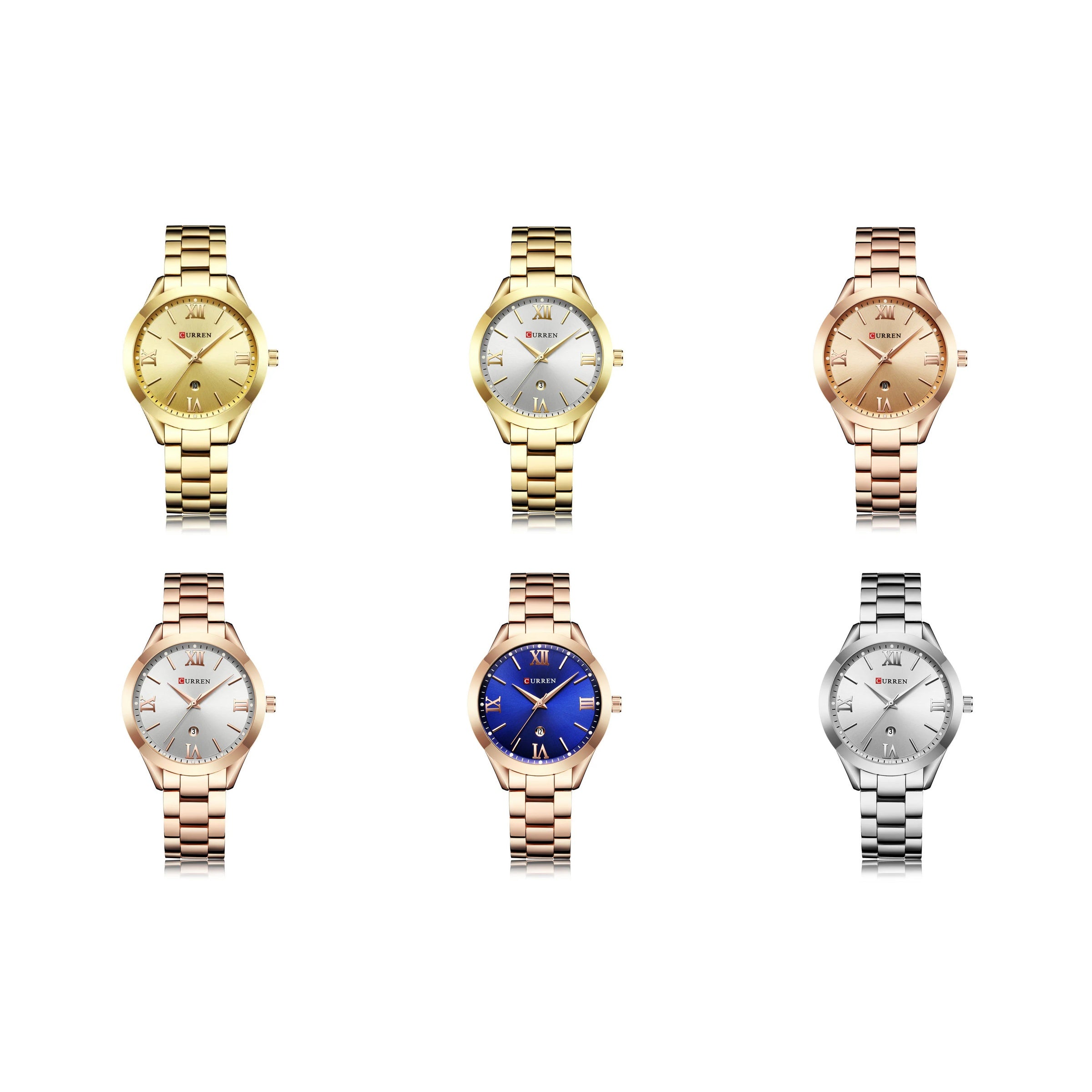 CURREN 9007 Women's Dress Watch – Slim Case, Steel Bracelet