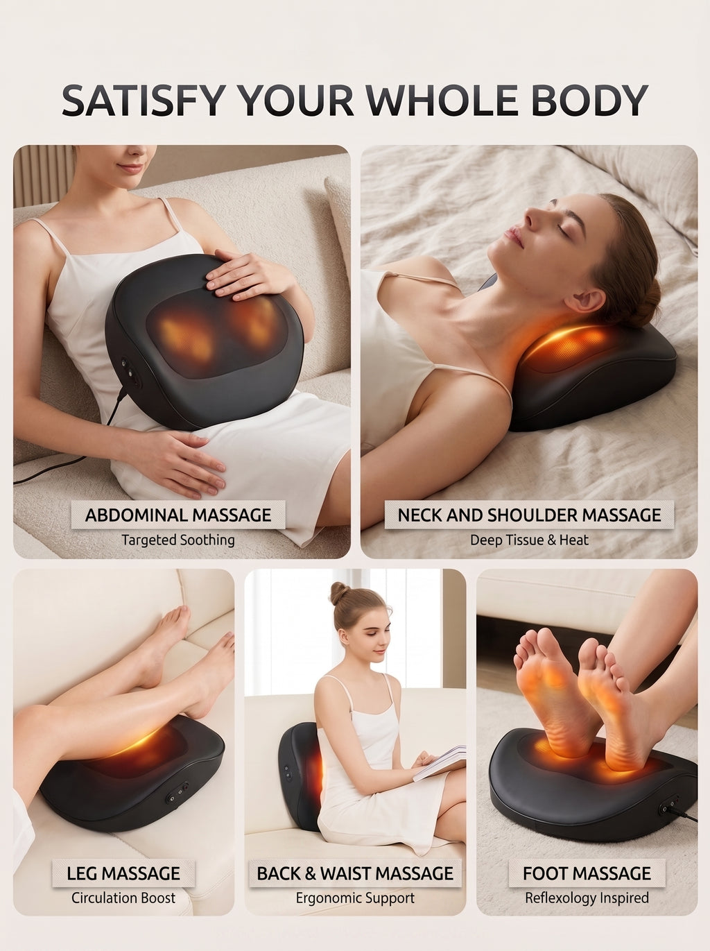 Shiatsu Neck & Back Massage Cushion — 3-Speed with Heat