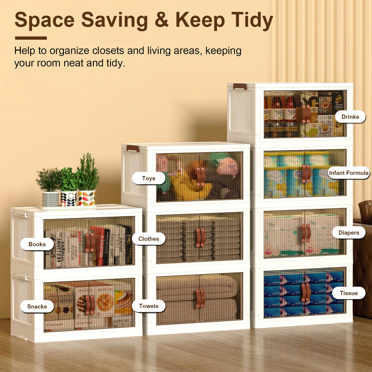 3-piece foldable bins, 78QT