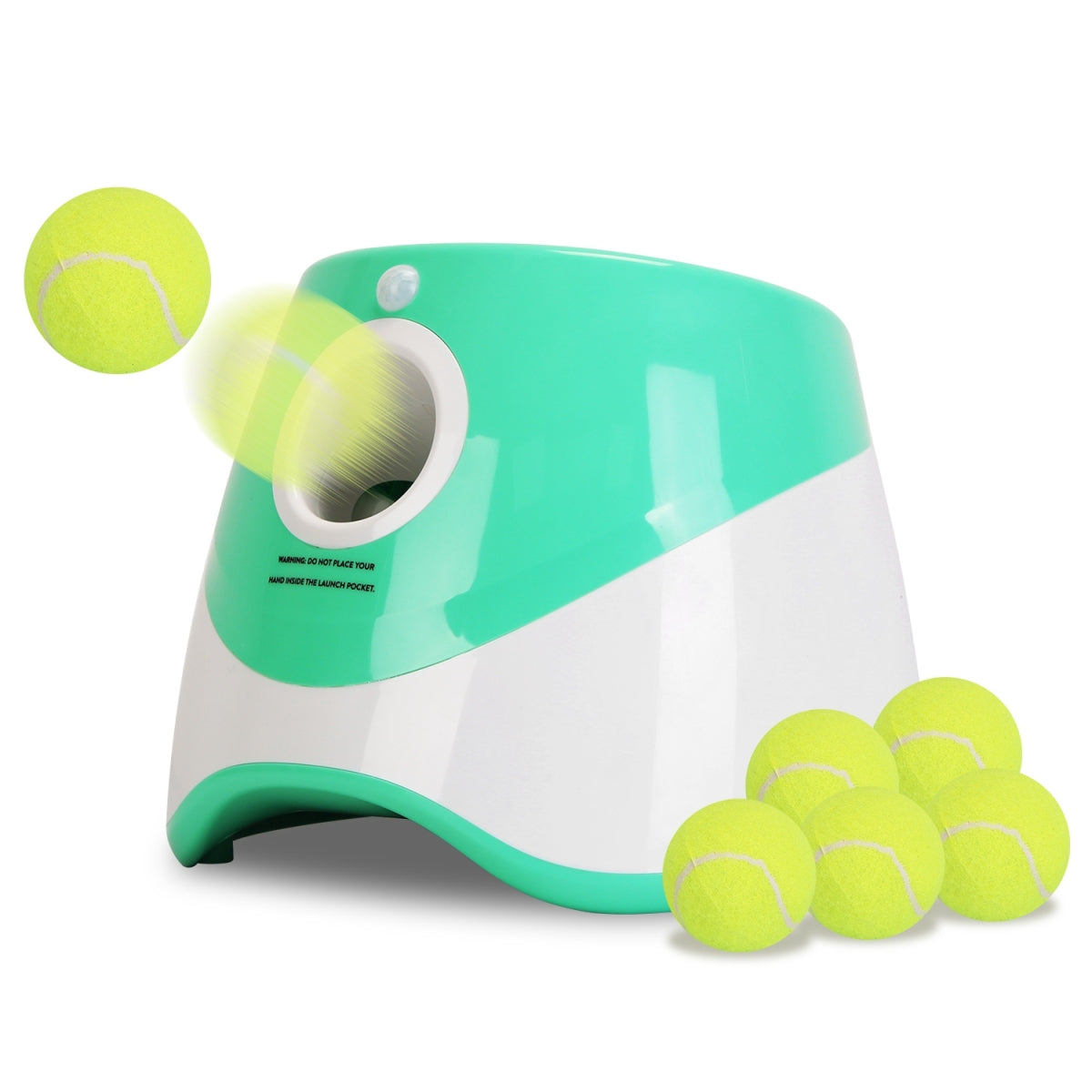 Automatic Dog Ball Launcher with 6 Tennis Balls, 3 Adjustable Distances - Interactive Fetch Machine for Small &amp; Medium Dogs