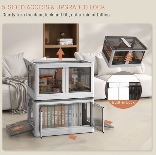 Stackable bins with lids and wheels