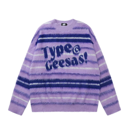 Type Geesas Striped Fuzzy Sweater