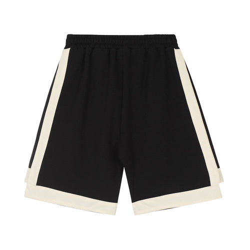 Contrast Stripe Hip-Hop Shorts – Colour-Block, Star Detail