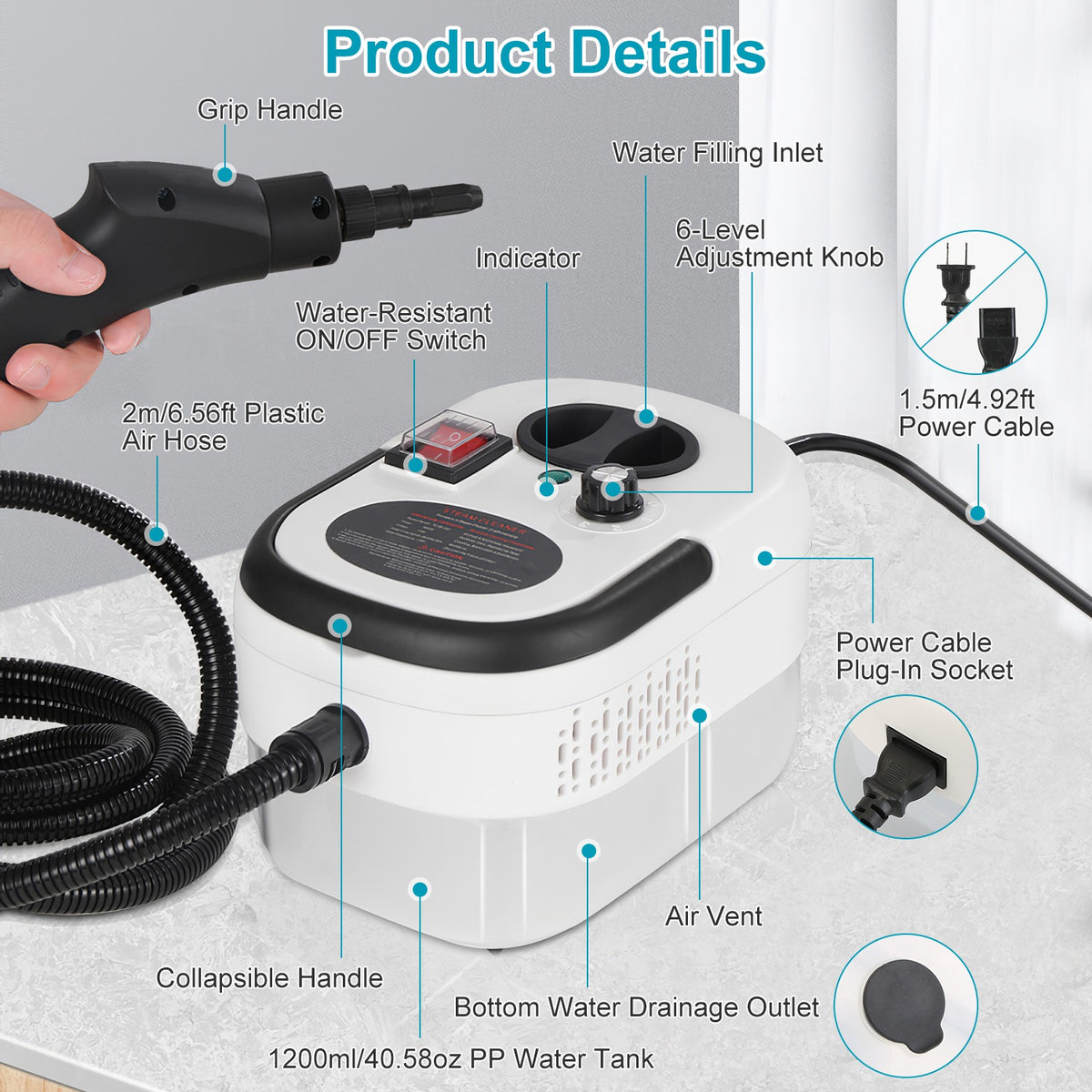 Handheld steam cleaner, 2500W
