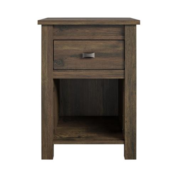 Rustic brown nightstand with drawer
