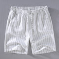 White vertical striped linen shorts