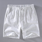 White vertical striped linen shorts