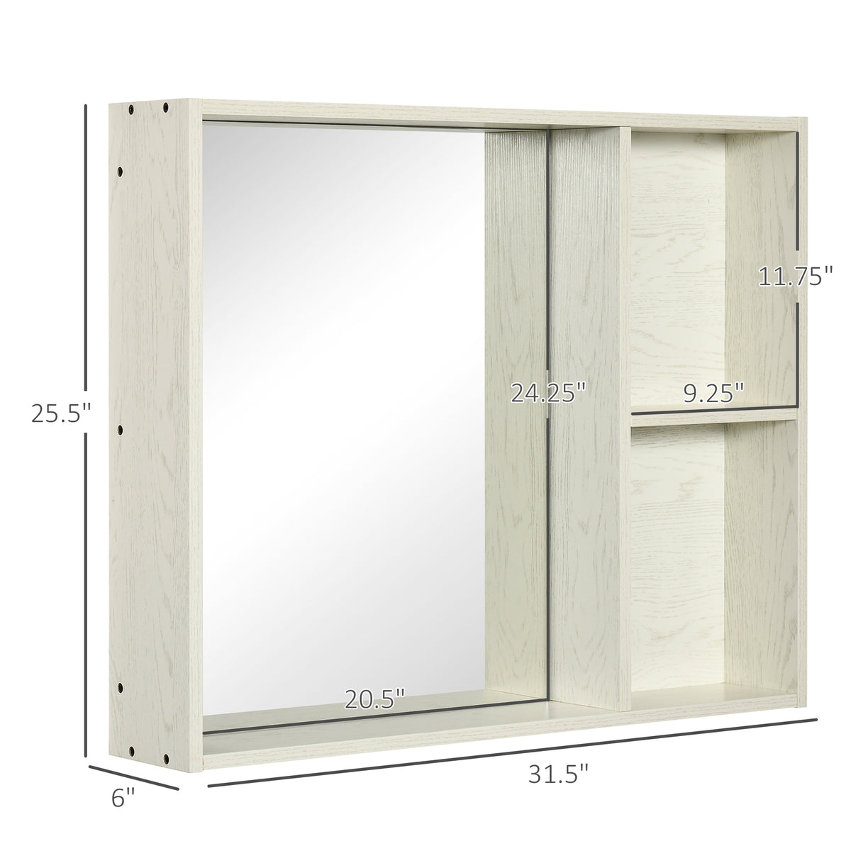 Medicine cabinet dimensions, 31.5 in wide by 25.5 in tall