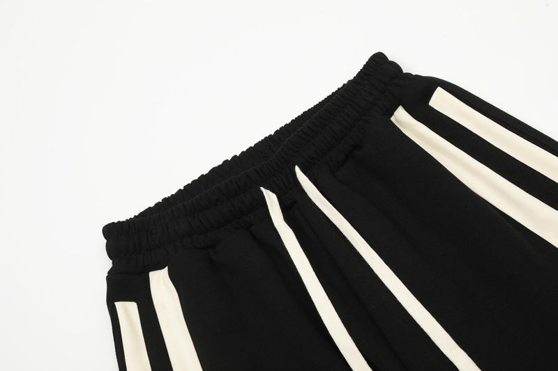 Contrast Stripe Hip-Hop Shorts – Colour-Block, Star Detail