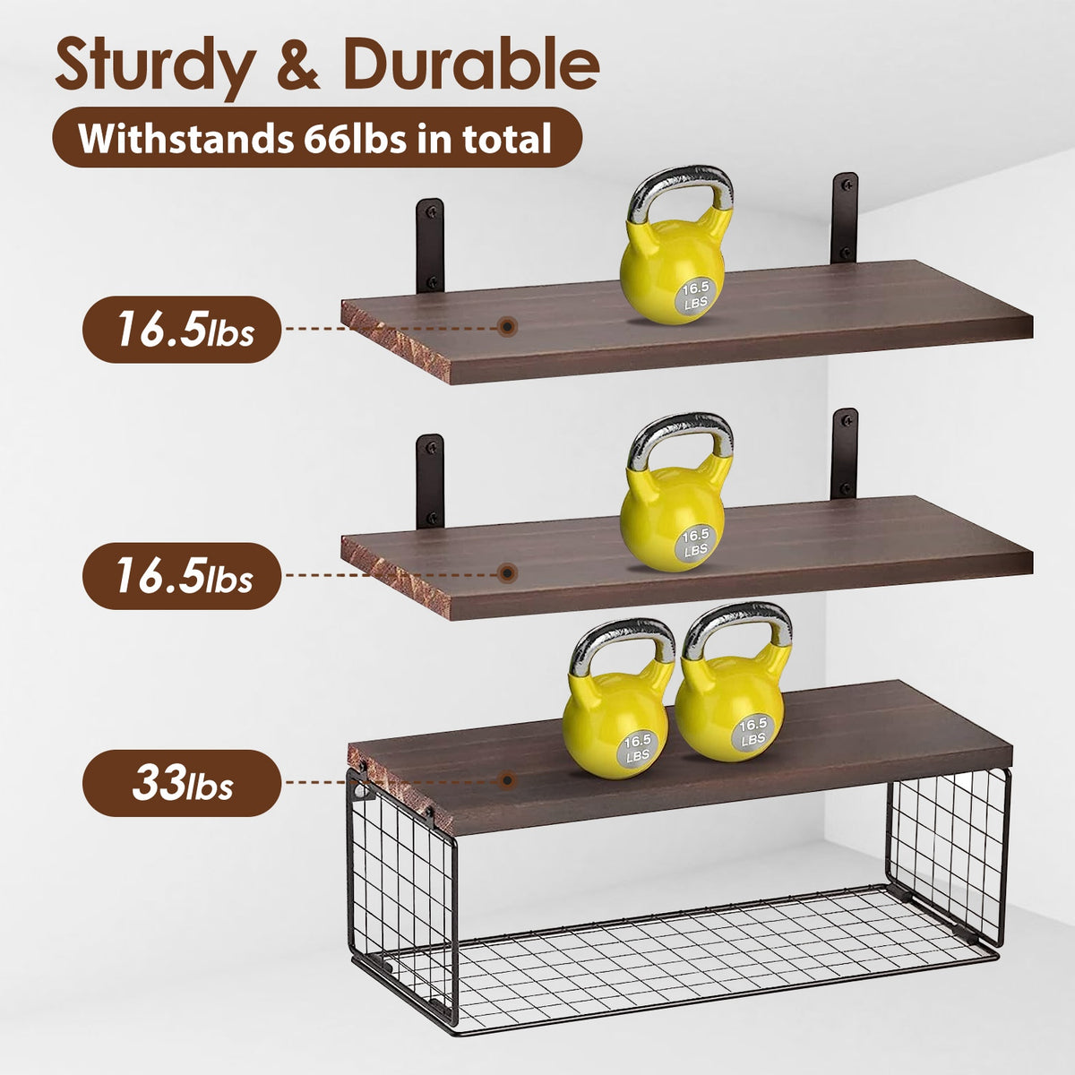Floating shelves with basket