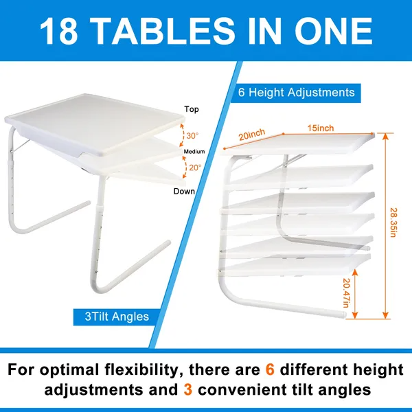 6 height adjustments and 3 tilt angles