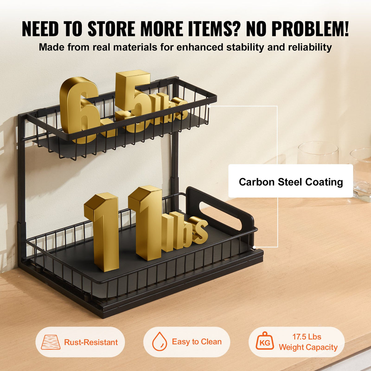 2-tier pull-out under-sink organizer