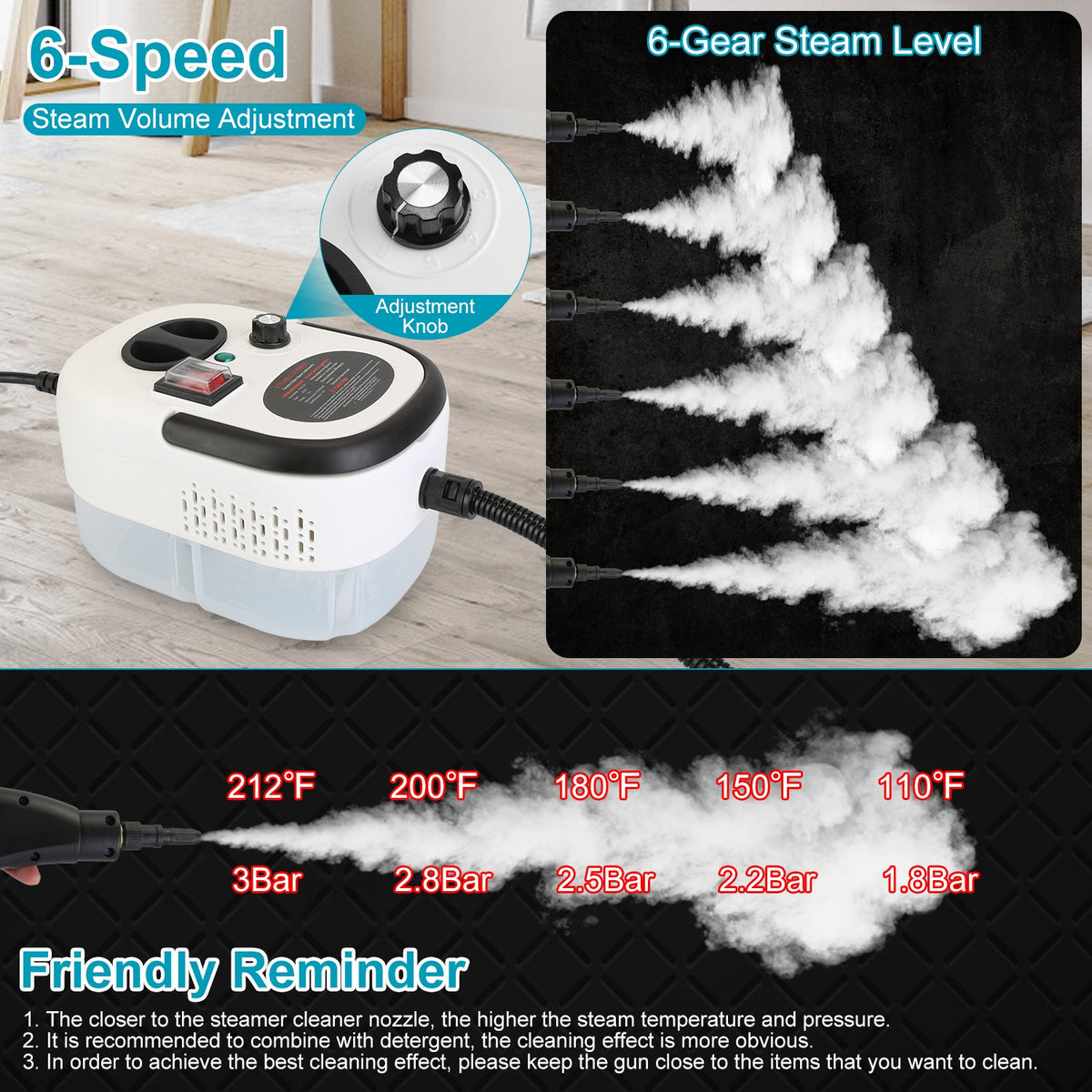 Handheld steam cleaner, 2500W