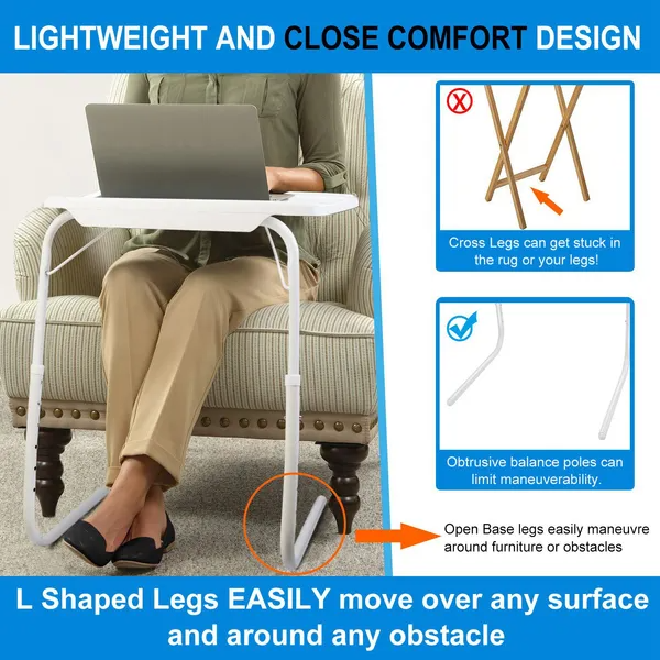 L-shaped legs move around furniture