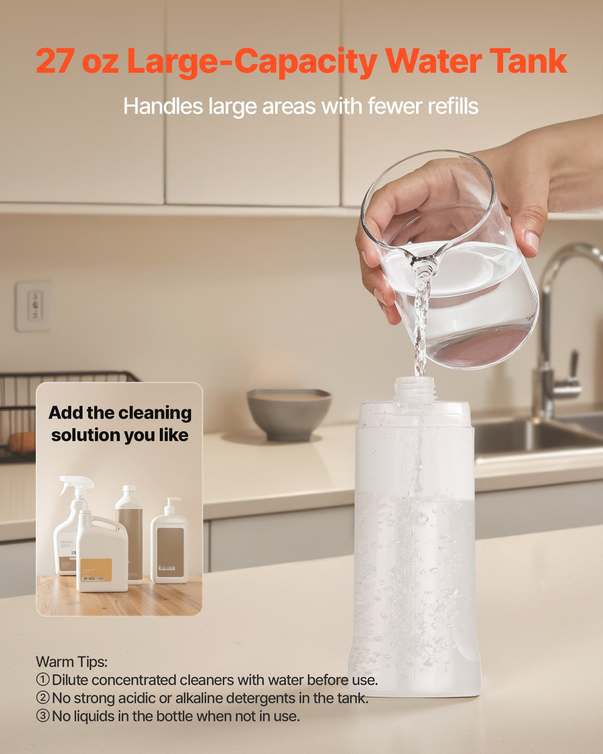 Spray mop with 3 pads