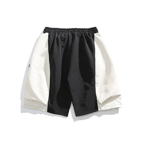 Colour-block stitched shorts back view
