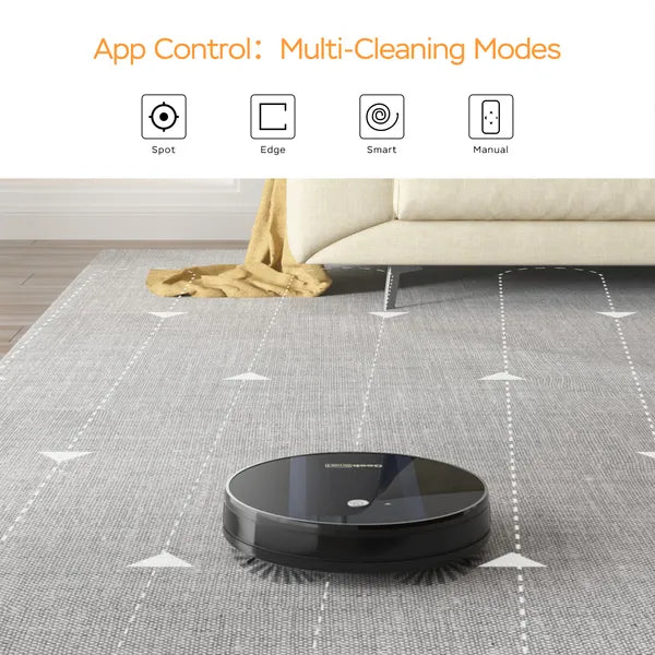 App control with spot, edge, smart and manual cleaning modes