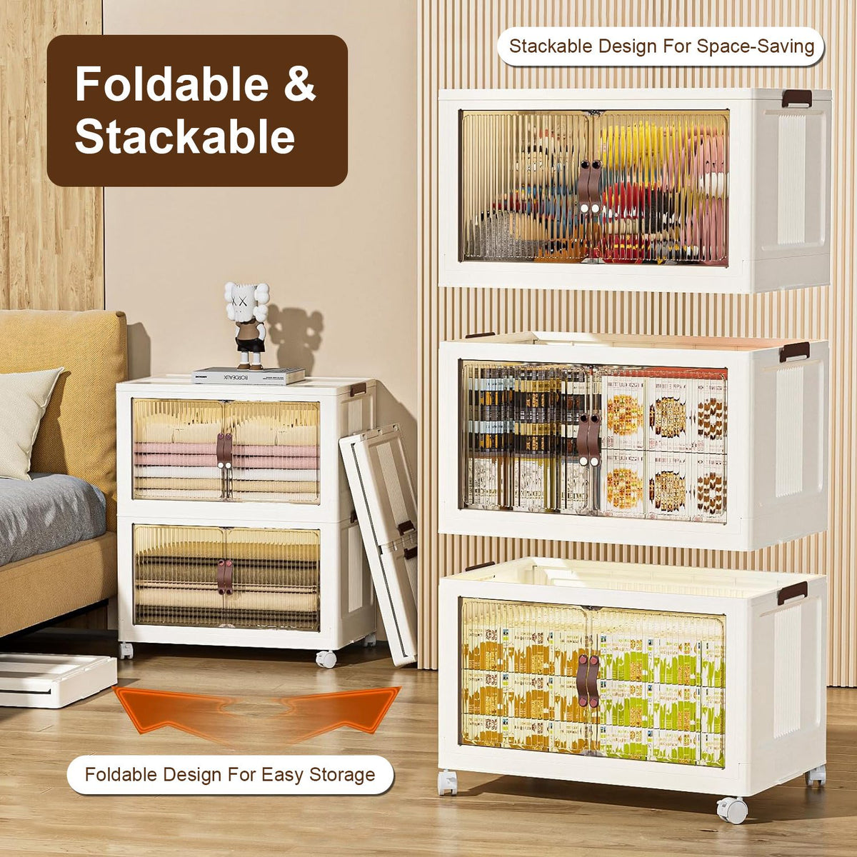 3-piece foldable bins, 78QT