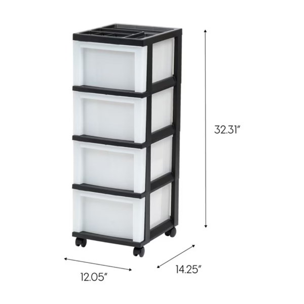 4-drawer narrow storage cart
